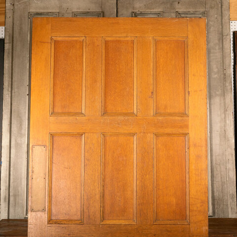 #43994 43x90 Salvaged Vintage 9 Panel Oak Door image 2