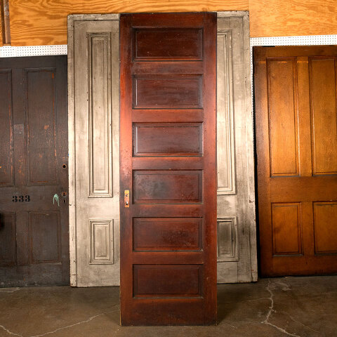 #44087 30x96 Antique 6 Panel Pine Interior Door image 4