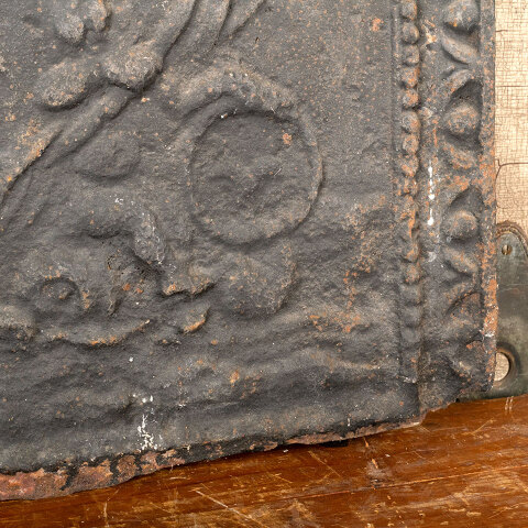 #44119 Antique Cast Iron Figural Fireplace Fireback image 4