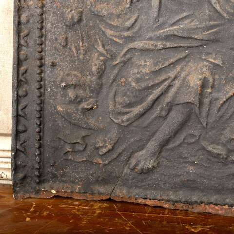 #44119 Antique Cast Iron Figural Fireplace Fireback image 5