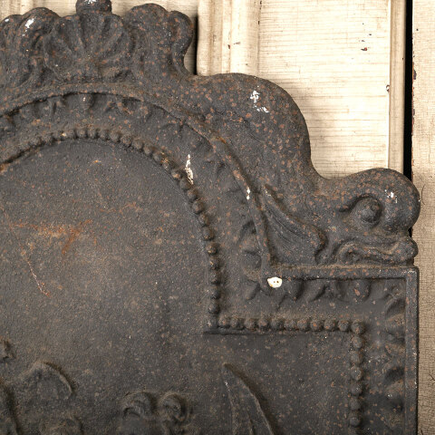 #44119 Antique Cast Iron Figural Fireplace Fireback image 7