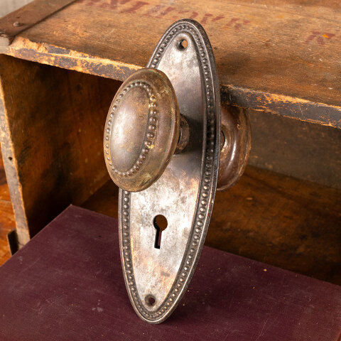 #44143 Salvaged Antique Oval Door Hardware Set image 5