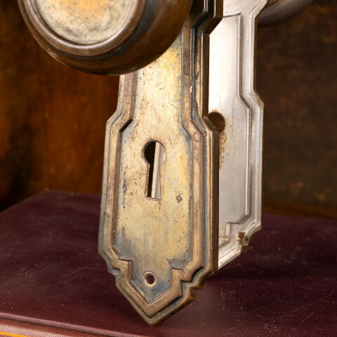 #44219 Salvaged Antique Art Deco Door Hardware Set image 4