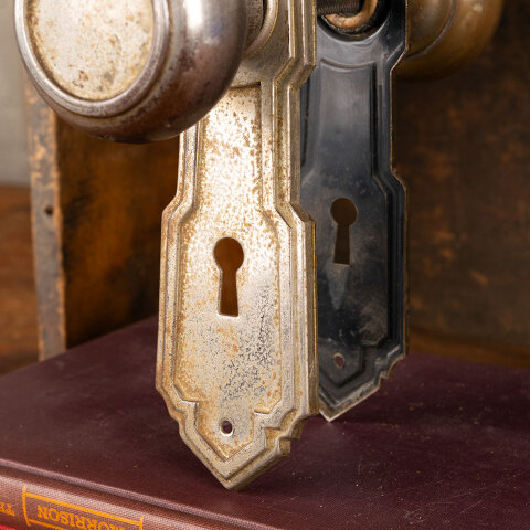 #44219 Salvaged Antique Art Deco Door Hardware Set image 6