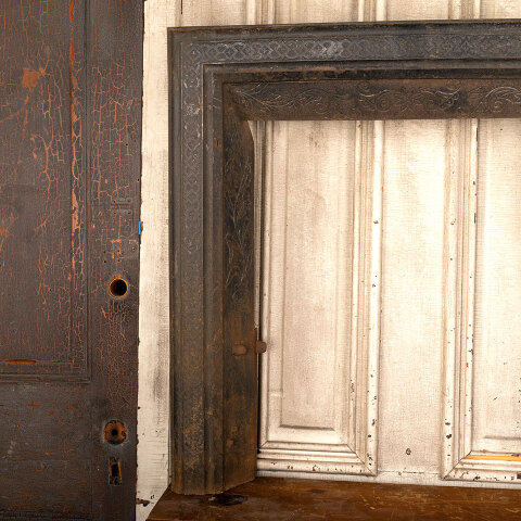 #44274 Salvaged Antique Cast Iron Fireplace Surround image 2