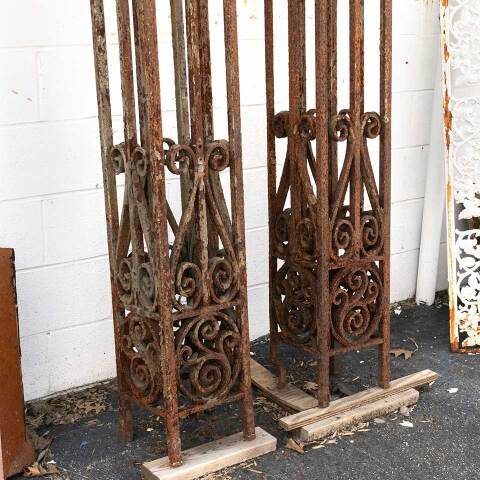 #44292 Salvaged Antique Wrought Iron Gate Posts image 3