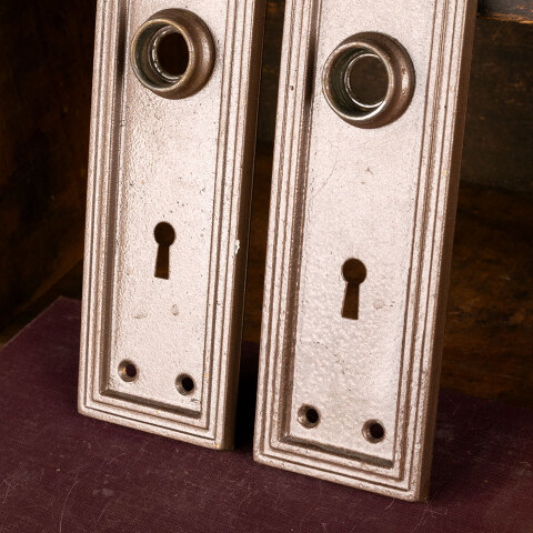 #44310 Antique Metal Doorknob Backplates Hardware image 3