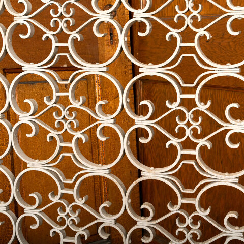 #44326 Vintage Wrought Iron Screen Panel Table Base image 8