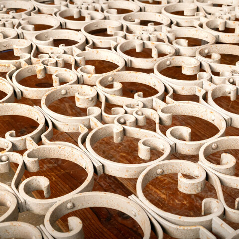 #44326 Vintage Wrought Iron Screen Panel Table Base image 3