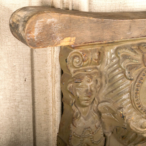 #44377 Antique Cast Iron Figural Theater Seat End image 5