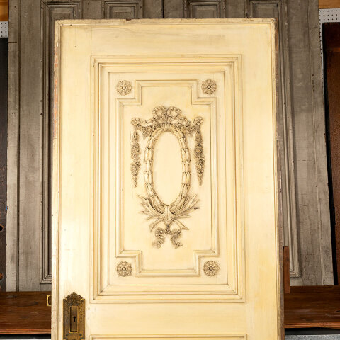 #44389 36x84 Ornate Antique Pocket Door with Mirror image 2