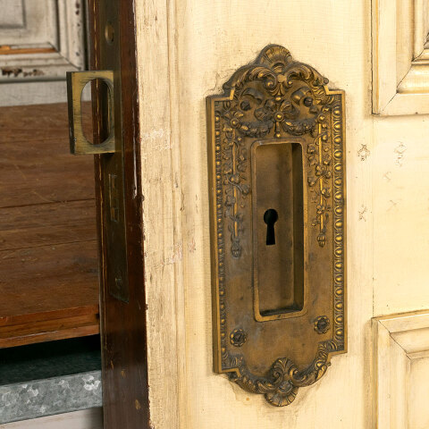 #44389 36x84 Ornate Antique Pocket Door with Mirror image 4