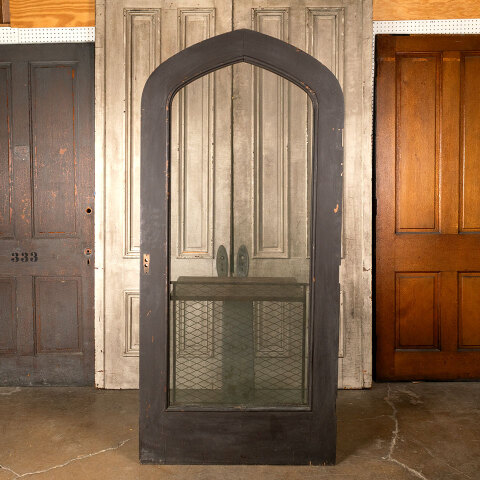 #44440 39x85 Antique Oak Pointed Arch Screen Door image 5