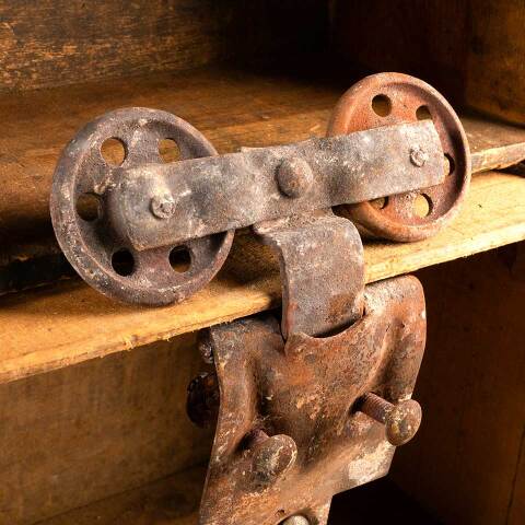 #44521 Antique Cast Iron Barn Door Trolley Hardware image 2