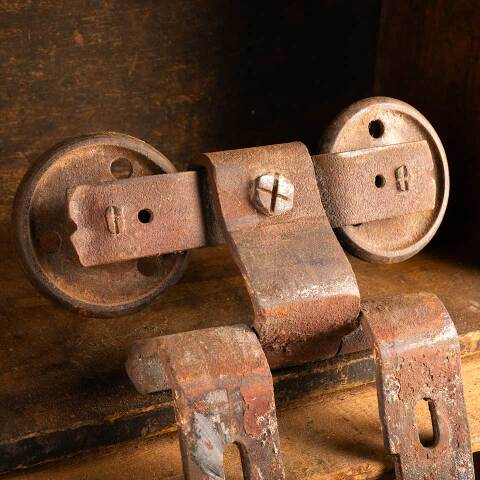 #44522 Antique Cast Iron Barn Door Trolley Hardware image 2