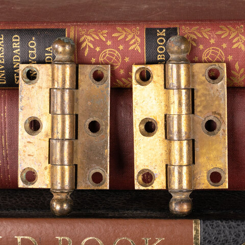 #44554 Small Antique Brass Corbin Cabinet Hinges image 2