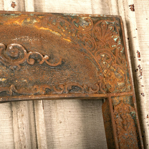 #44578 Antique Ornate Cast Iron Fireplace Surround image 5