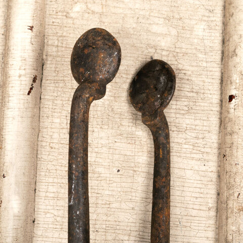 #44700 Antique Cast Iron Fireplace Tongs image 4