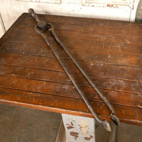 #44700 Antique Cast Iron Fireplace Tongs image 5