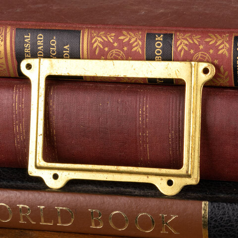 #44717 Salvaged Brass Card Catalog Label Holder image 2