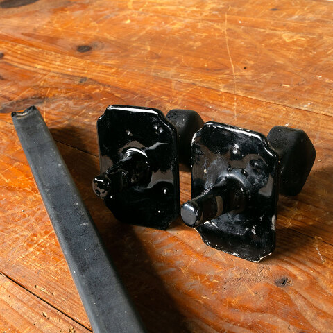 #44768 Vintage Black Enameled Bathroom Towel Bar image 6