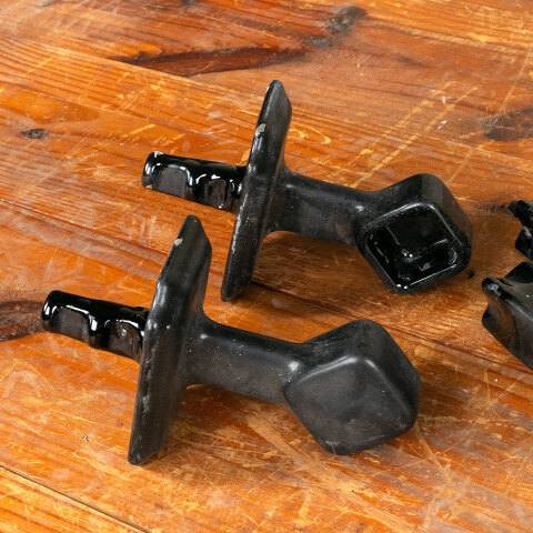 #44768 Vintage Black Enameled Bathroom Towel Bar image 7