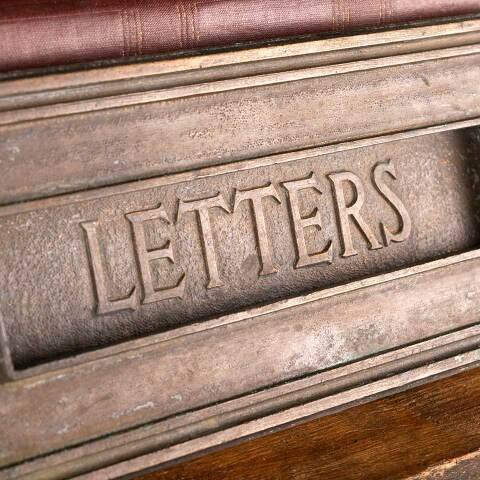 #45241 Antique LETTERS Door Mail Slot Hardware image 4