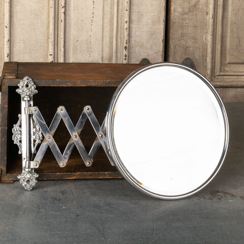 #45242 Antique Large Round Beveled Shaving Mirror image 2