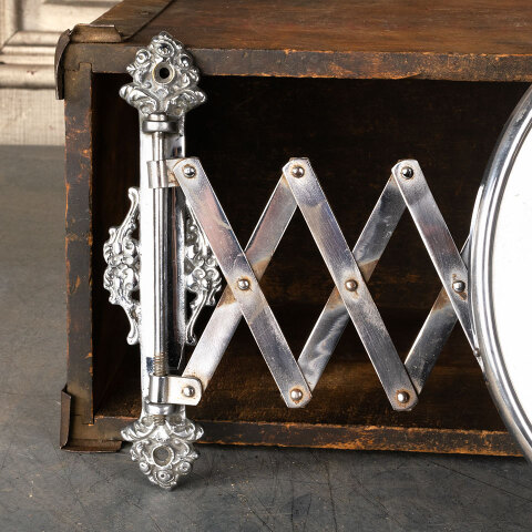 #45242 Antique Large Round Beveled Shaving Mirror image 3