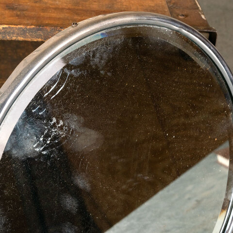 #45242 Antique Large Round Beveled Shaving Mirror image 6