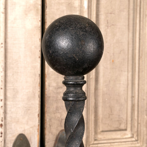 #45247 Antique Cast Iron Fireplace Andirons image 7