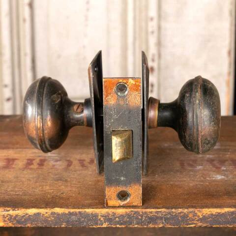 #45305 Salvaged Antique Japanned Door Hardware Set image 2