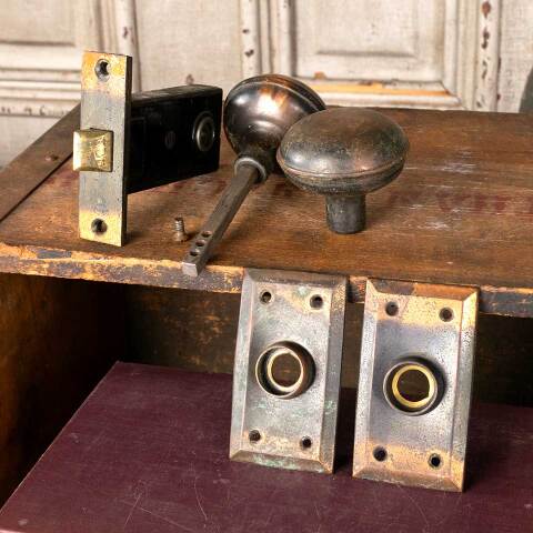 #45305 Salvaged Antique Japanned Door Hardware Set image 4