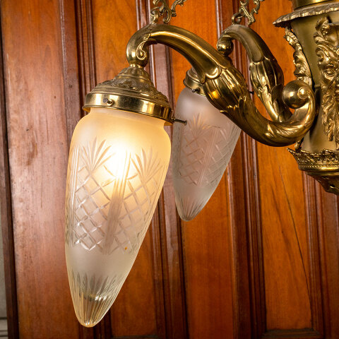 #45324 Salvaged Antique Brass 5 Light Chandelier image 3