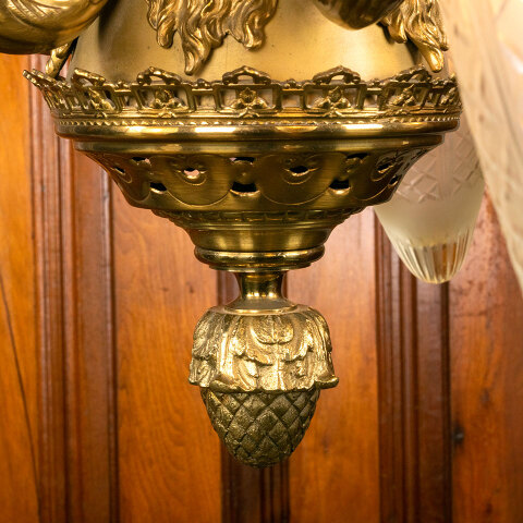 #45324 Salvaged Antique Brass 5 Light Chandelier image 4