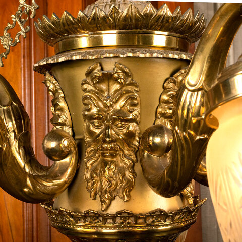 #45324 Salvaged Antique Brass 5 Light Chandelier image 5