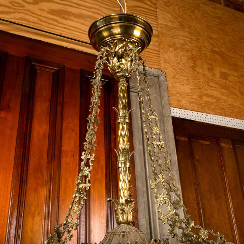 #45324 Salvaged Antique Brass 5 Light Chandelier image 7