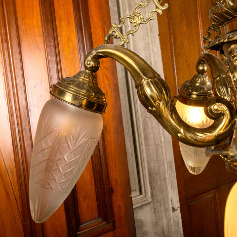 #45324 Salvaged Antique Brass 5 Light Chandelier image 8