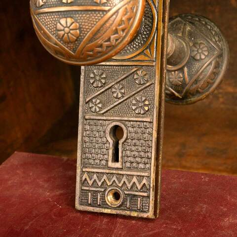 #45358 Antique F C Linde Doorknob Set image 4