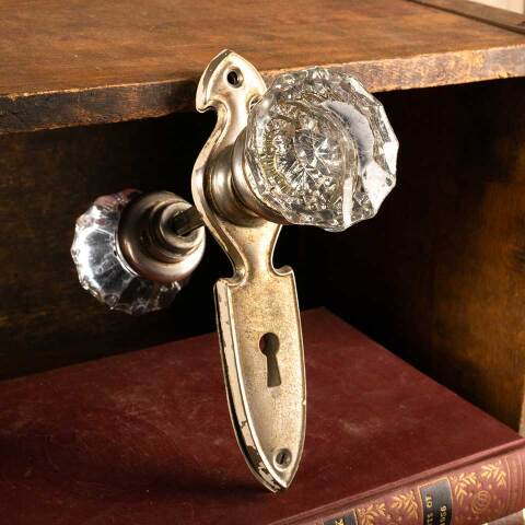 #45656 Antique Glass Doorknob Door Hardware Set image 5