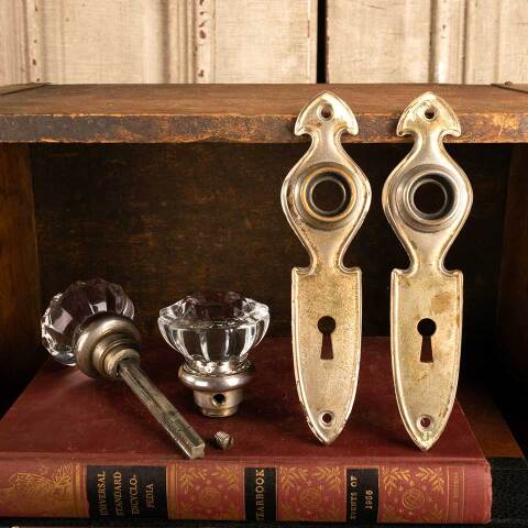 #45656 Antique Glass Doorknob Door Hardware Set image 6