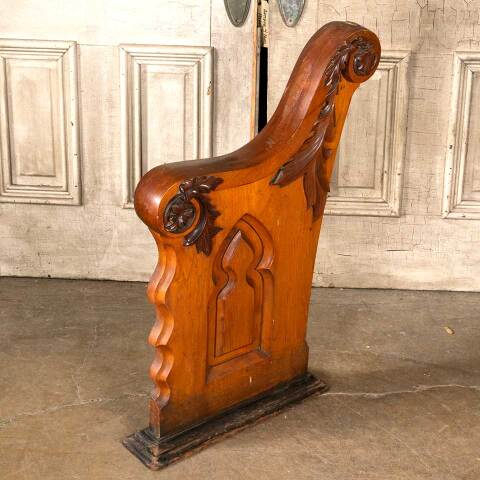 #45736 Salvaged Carved Wood Church Pew End image 2