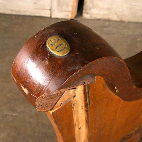 #45736 Salvaged Carved Wood Church Pew End image 4