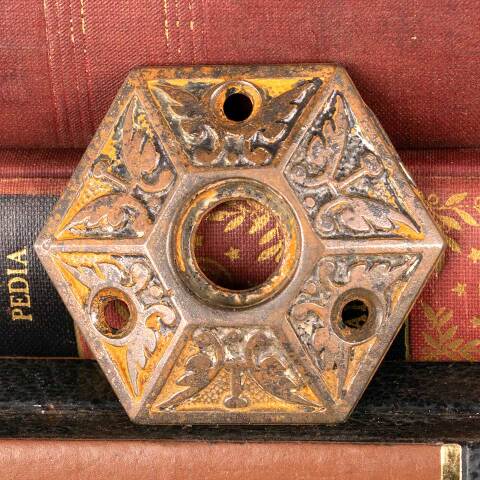 #45835 Antique Ornate Cast Iron Doorknob Rosette image 2