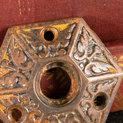 #45835 Antique Ornate Cast Iron Doorknob Rosette image 3