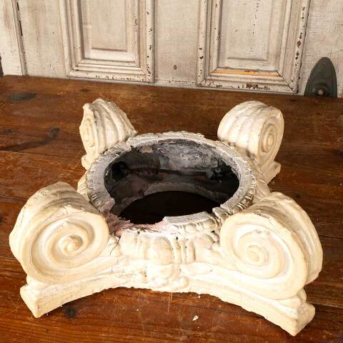 #45874 Antique Plaster Ionic Column Capital image 5