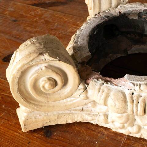 #45874 Antique Plaster Ionic Column Capital image 6