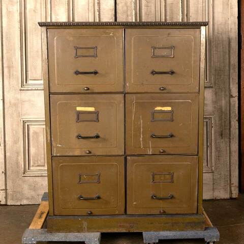 #45902 Antique Metal 6 Drawer File Cabinet image 2