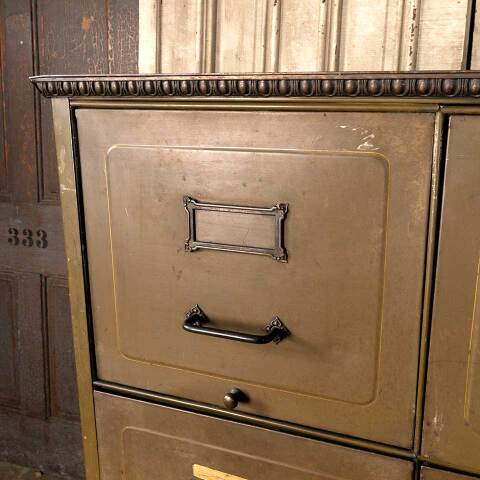 #45902 Antique Metal 6 Drawer File Cabinet image 3
