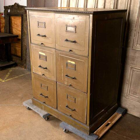 #45902 Antique Metal 6 Drawer File Cabinet image 5